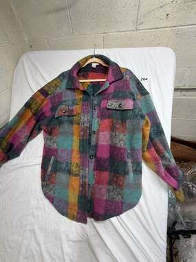 BiB! Multicolor Plaid Button Up Fleece Shacket Jacket